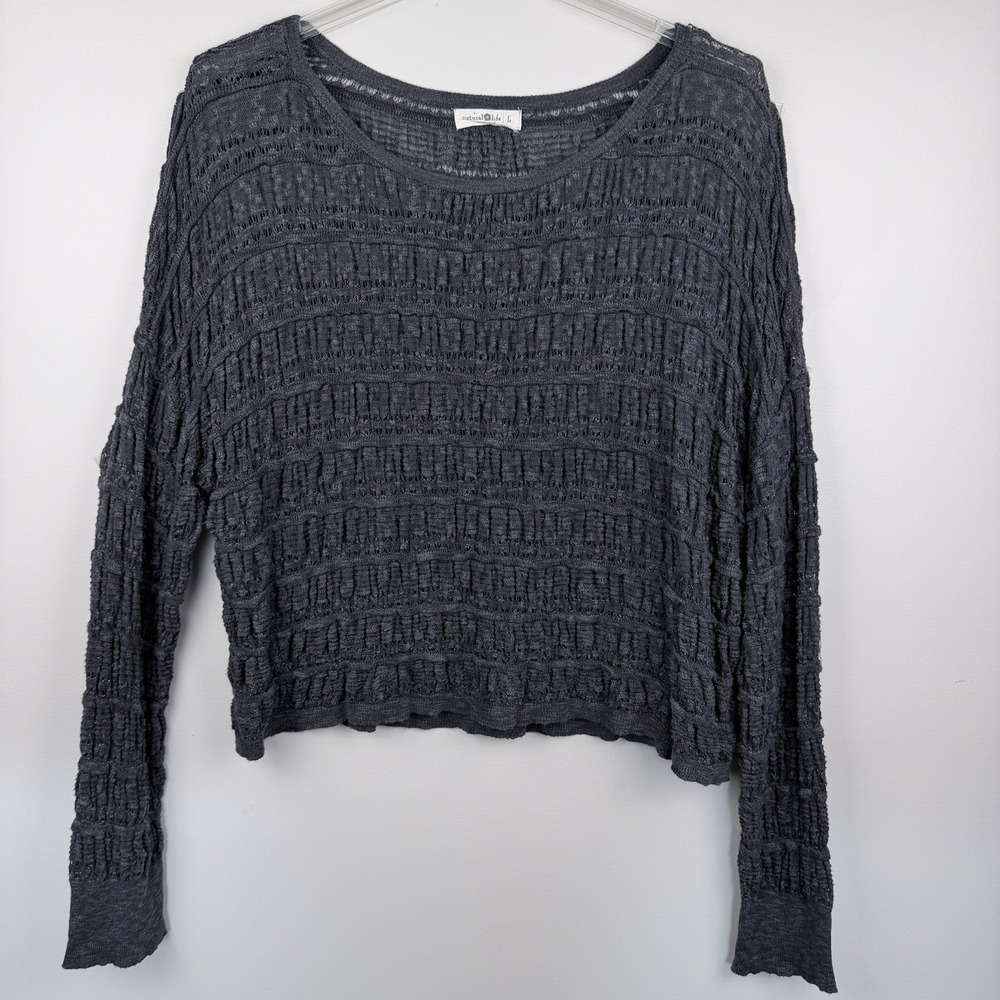 Natural Life Emily Layering Sweater Size Large Charcoal Soft Feminine Stretch